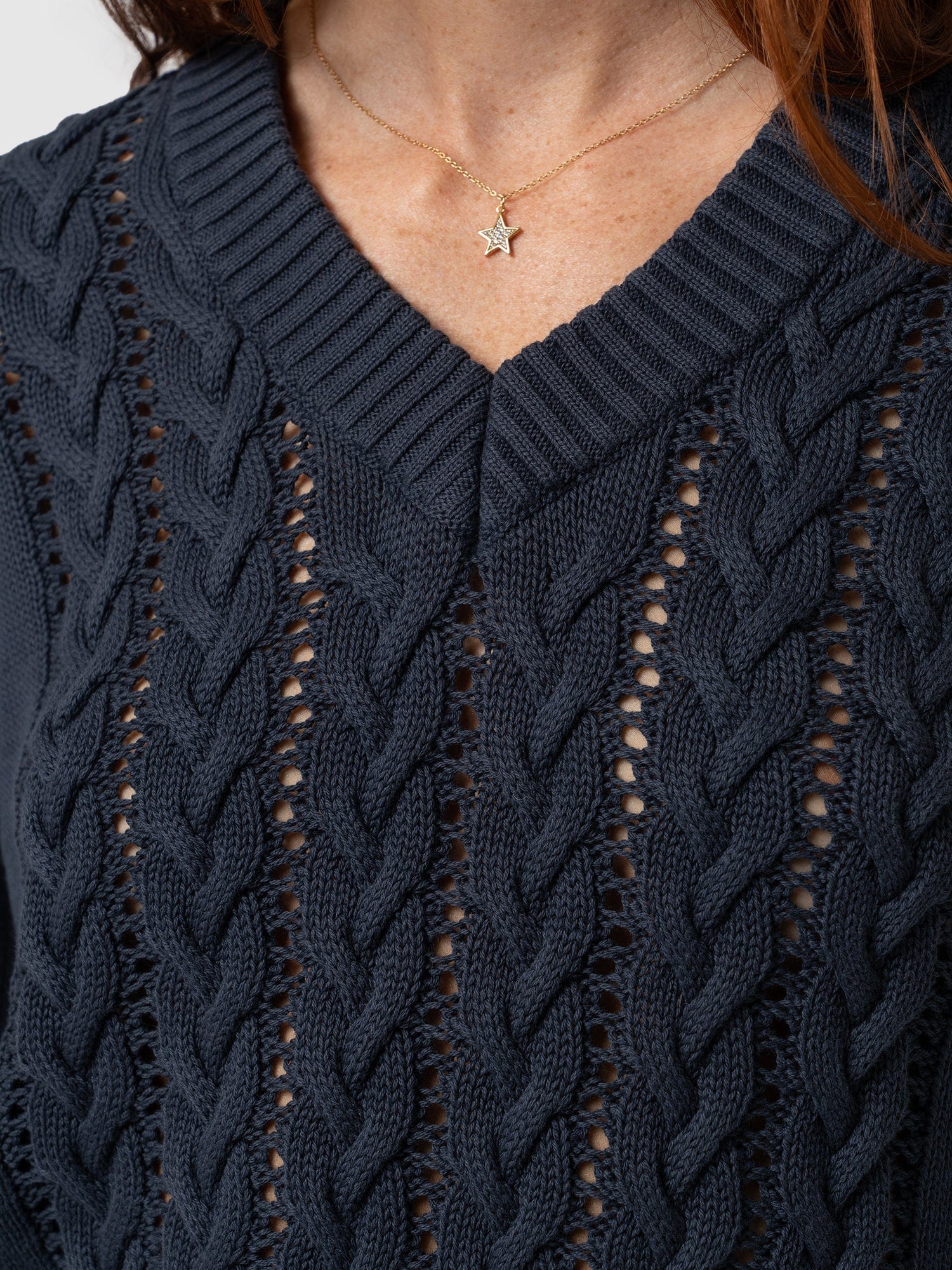 Cotton Cable Knit Jumper - Navy